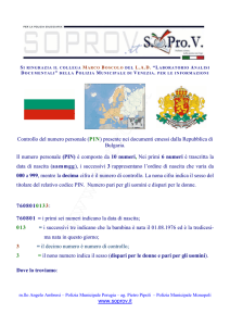 SOPROV Scheda per il controllo del numero personale apposto nei
