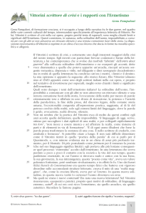 Vittorini scrittore di crisi e i rapporti con l`Ermetismo