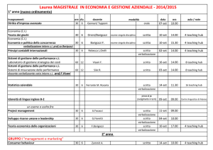 Laurea MAGISTRALE IN ECONOMIA E GESTIONE AZIENDALE