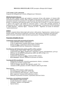BIOLOGIA MOLECOLARE, 9 CFU (accorpato a Biologia dello