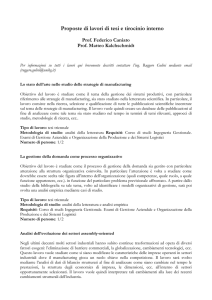 Proposte di lavori di tesi e tirocinio interno