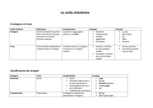 Le unità sintattiche