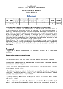 A.A. 2013/14 Corso di Laurea Magistrale in Fisica LM17 Fisica dei
