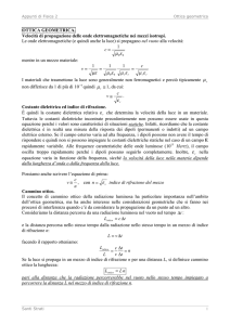 OTTICA GEOMETRICA. Velocità di propagazione delle onde