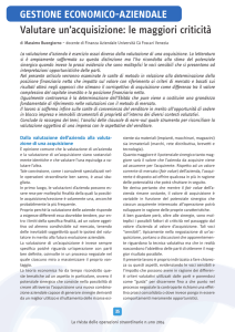 Valutare un`acquisizione: le maggiori criticità