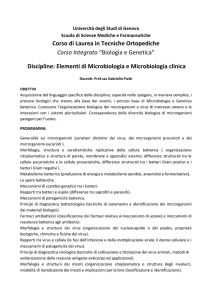 “Biologia e Genetica” Discipline: Elementi di Microbiologia e Microb