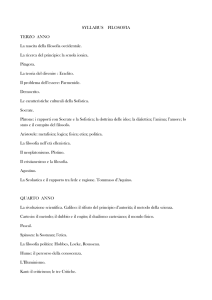 SYLLABUS FILOSOFIA TERZO ANNO La nascita della filosofia