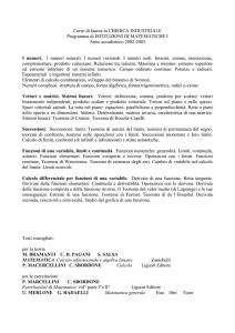 Corso di laurea in CHIMICA INDUSTRIALE Programma di