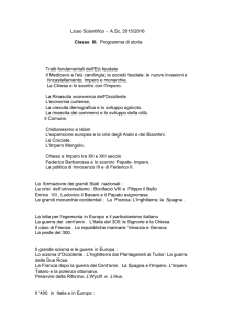 Liceo Scientifico - A.Sc. 2015/2016 Classe III. Programma di storia