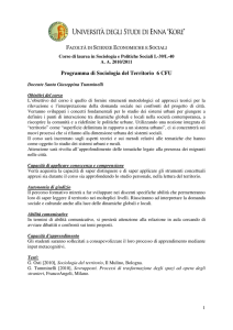 Sociologia del territorio - Prof.ssa Tumminelli Giusi
