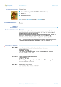 Curriculum e pubblicazioni - Dottorato in Genetica, Biologia