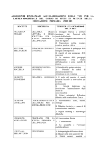 ARGOMENTI FINALIZZATI ALL` ELABORAZIONE DELLE TESI PER