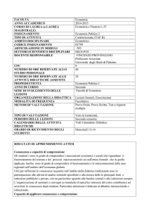 Economia e Finanza L-33 INSEGNAMENTO Economia
