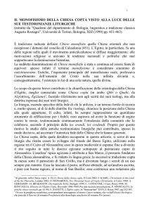 Il monofisismo della Chiesa copta