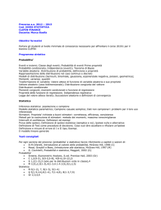Precorso a.a. 2012 – 2013 Cod. 20356 STATISTICA CLEFIN