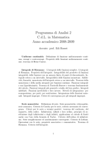 Analisi 2 - Dipartimento di Matematica e Informatica
