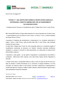 “THOVEZ 11”: BNL GRUPPO BNP PARIBAS E GRUPPO INTESA