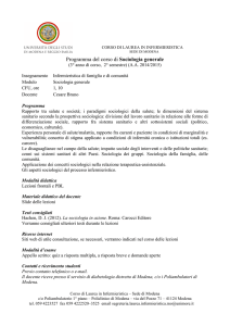 Programma del corso di Sociologia generale
