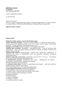 MEDICINA LEGALE I° semestre Prof. Giovanni ARCUDI e