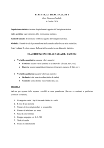statistica 1 esercitazione 1 classificazione delle variabili casuali