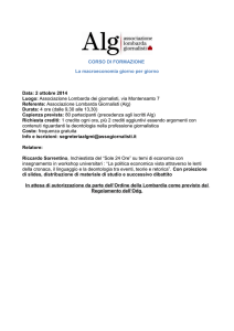 CORSO DI FORMAZIONE La macroeconomia giorno per giorno