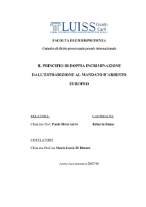 IL PRINCIPIO DI DOPPIA INCRIMINAZIONE DALL`ESTRADIZIONE