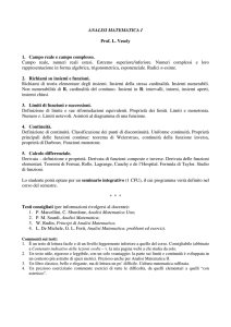 ANALISI MATEMATICA I Prof. L. Vesely 1. Campo reale e campo