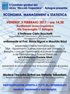 ECONOMIA, MANAGEMENT e STATISTICA VENERDI` 3 FEBBRAIO