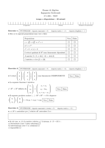 Esame di Algebra Ingegneria Gestionale