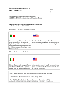 Scheda relativa all`insegnamento di: FISICA MODERNA CFU 6