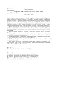 programma di Fisica Matematica corso di laurea INGEGNERIA