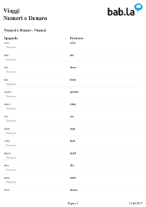 Viaggi Numeri e Denaro