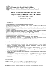 Complementi di Probabilità e Statistica