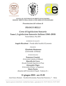 FRANCO BELLI Corso di legislazione bancaria Tomo I