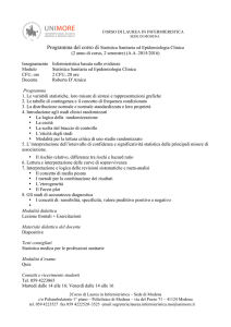 Programma del corso di Statistica Sanitaria ed Epidemiologia
