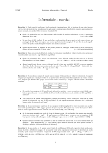 Serie 1 – esercizi di statistica inferenziale