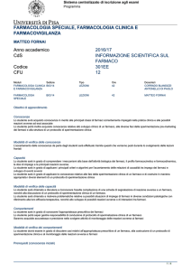 FARMACOLOGIA SPECIALE, FARMACOLOGIA CLINICA E