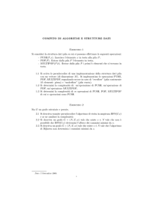 COMPITO DI ALGORITMI E STRUTTURE DATI Esercizio 1 Si