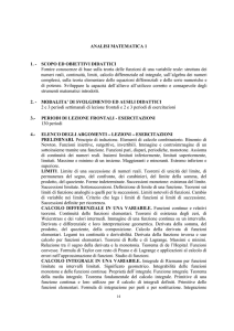 ANALISI MATEMATICA 1 1. - SCOPO ED OBIETTIVI DIDATTICI
