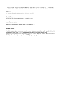 VOLUME DI RICOVERI PER SINDROME DA IMMUNODEFICIENZA