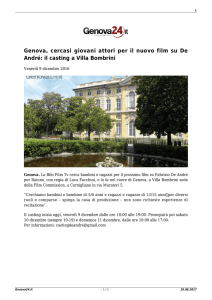 Genova, cercasi giovani attori per il nuovo film su De André: il