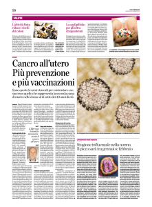 Cancro all`utero Più prevenzione e più vaccinazioni