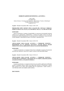 ESERCITAZIONI DI FONETICA ACUSTICA