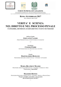 VERITA` E SCIENZA NEL DIRITTO E NEL PROCESSO PENALE