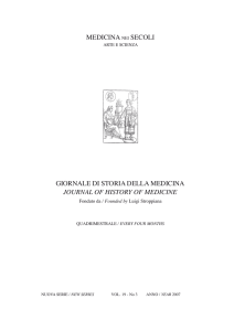 MEDICINA NEI SECOLI GIORNALE DI STORIA DELLA MEDICINA