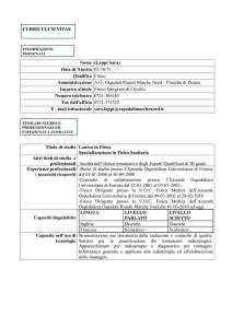 Data di Nascita 02/10/71 Qualifica Fisico Amministrazione AO