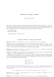 ESERCIZI DI ALGEBRA LINEARE Vincenzo Di Gennaro Sono