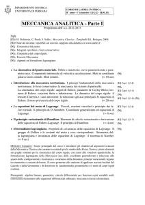 MECCANICA ANALITICA - Parte I