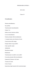 PROGRAMMA DI FISICA 2015-2016 Classe 4 F Termodinamica