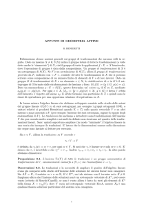 APPUNTI DI GEOMETRIA AFFINE Richiamiamo alcune